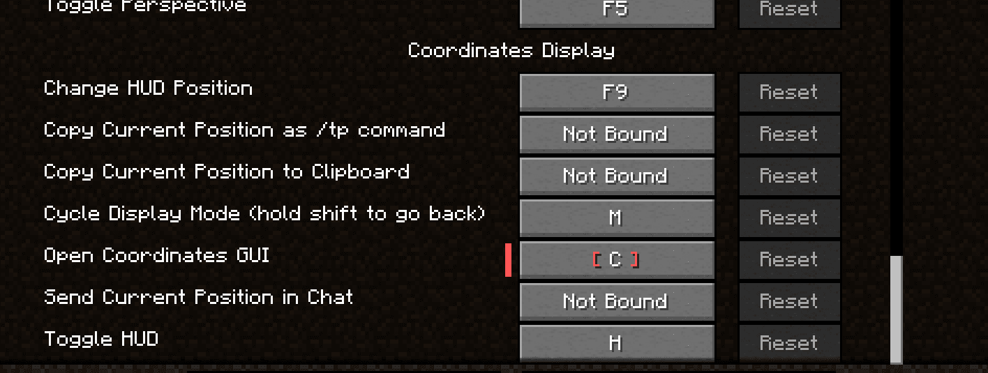Coordinates Display screenshot