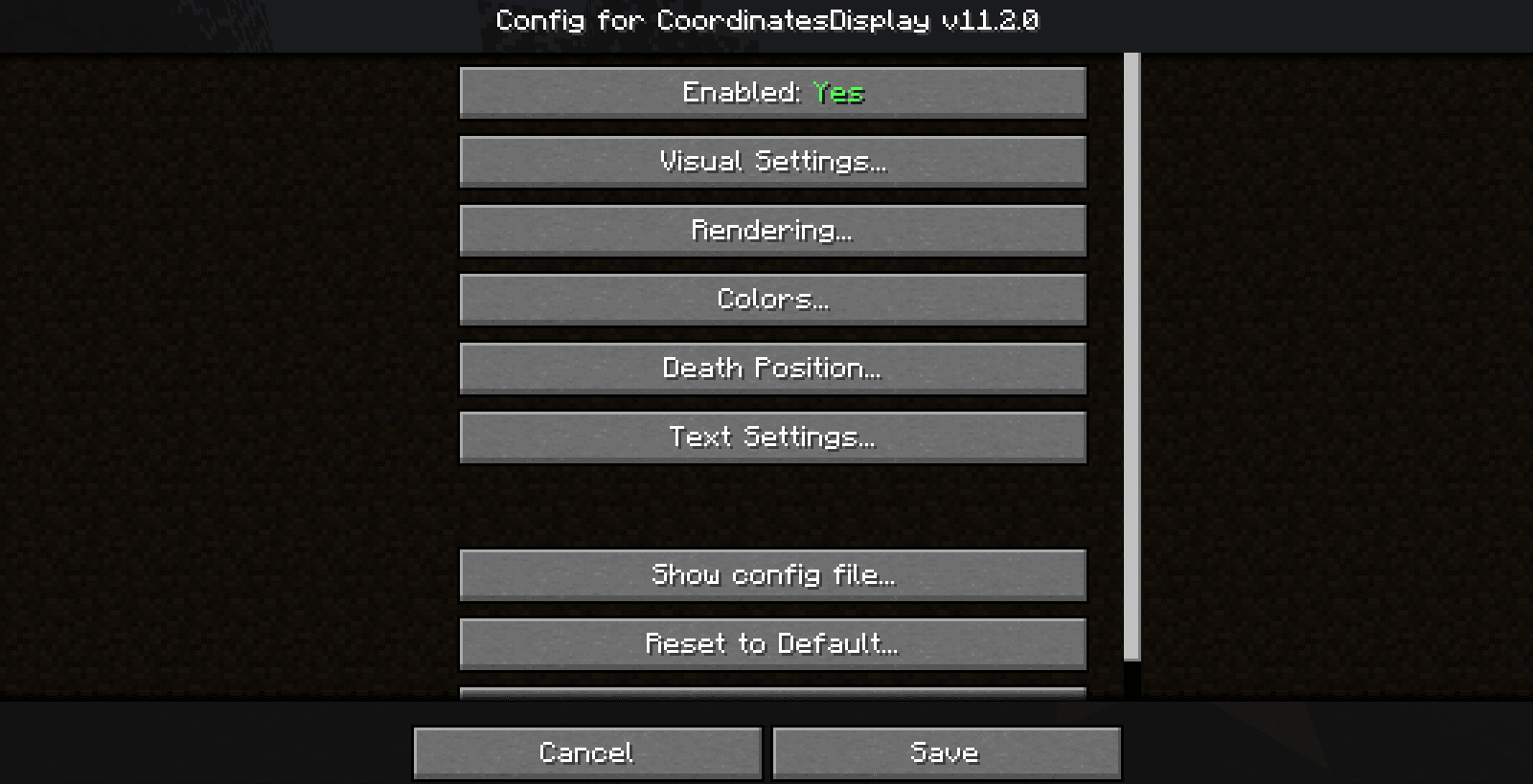 Coordinates Display screenshot