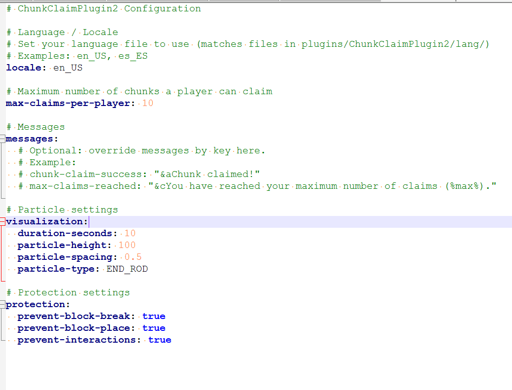 ChunkClaimPlugin screenshot