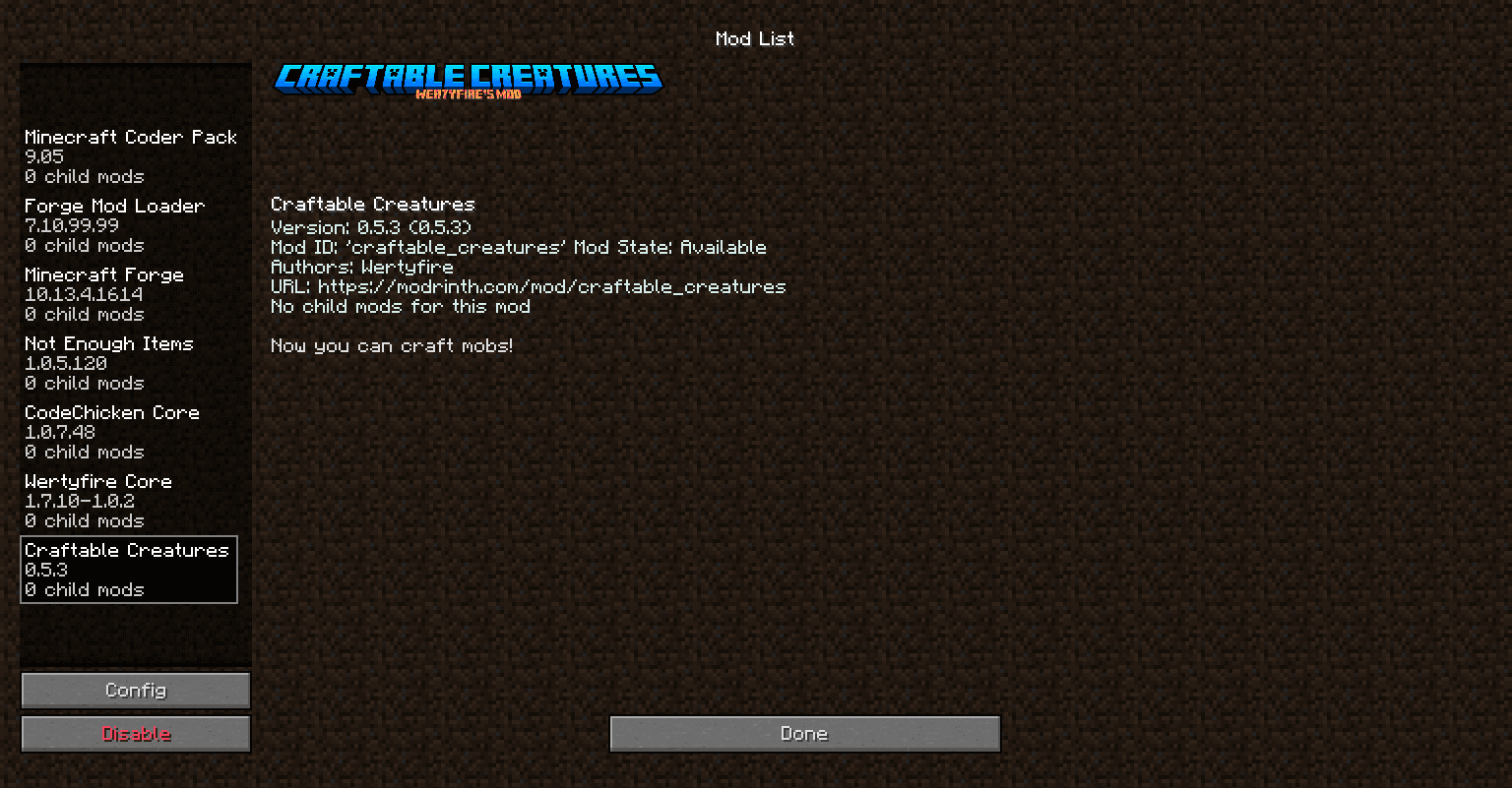 Craftable Creatures screenshot