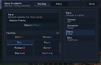 Item Name Gradients screenshot