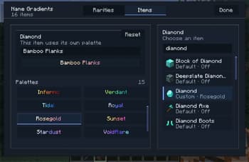 Item Name Gradients screenshot