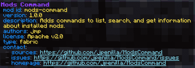 Mods Command screenshot