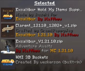 Excalibur | Hold My Items Support screenshot