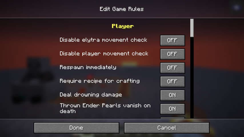 Datapack/Gamerule Menus screenshot