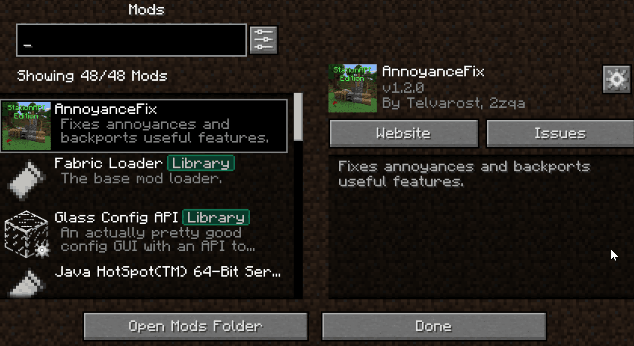 AnnoyanceFix StationAPI Edition screenshot