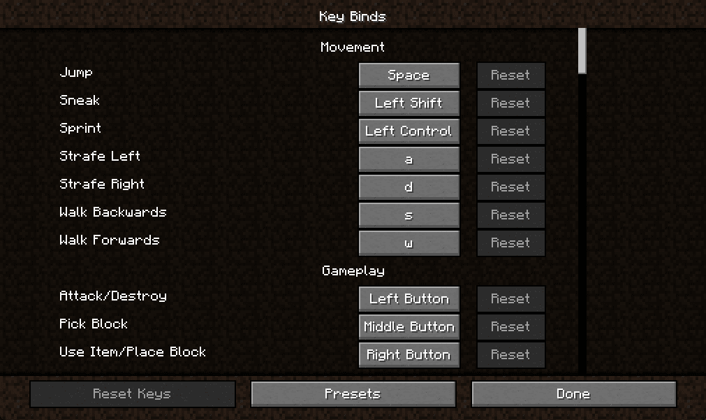 Keybind Presets screenshot