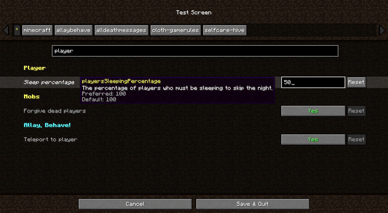 Cloth Gamerules screenshot