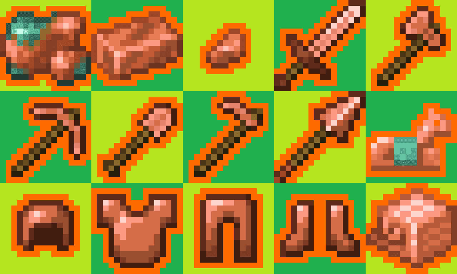 Outlined Tools and Armor screenshot