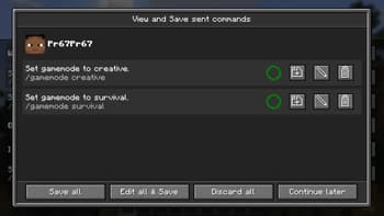 Saved Commands screenshot