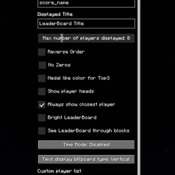 LeaderBoards Datapack screenshot