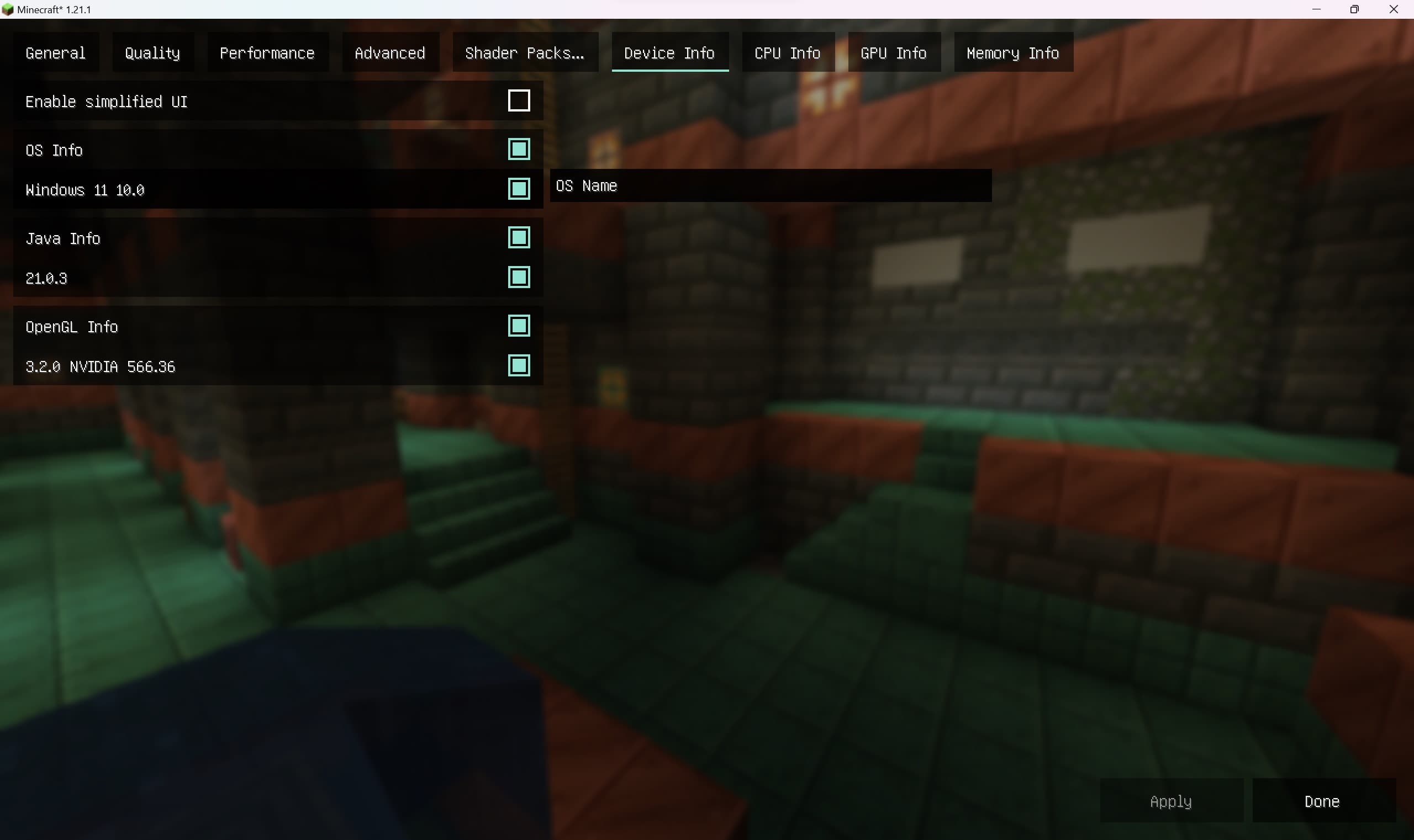 Sodium/Embeddium Device Check screenshot
