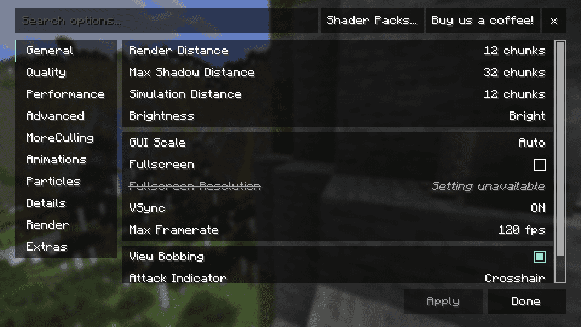 A BetterMC screenshot