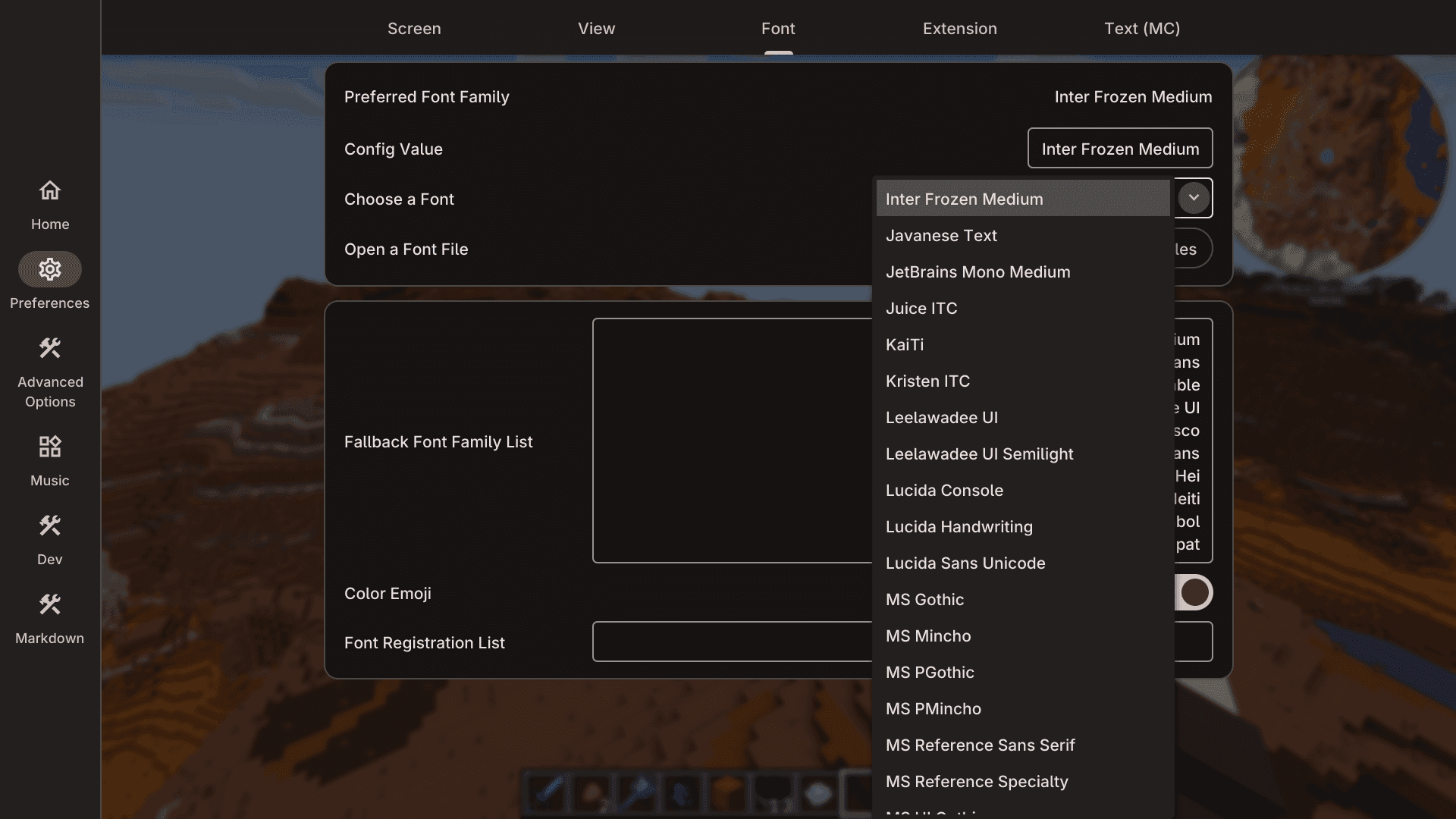 Modern UI screenshot