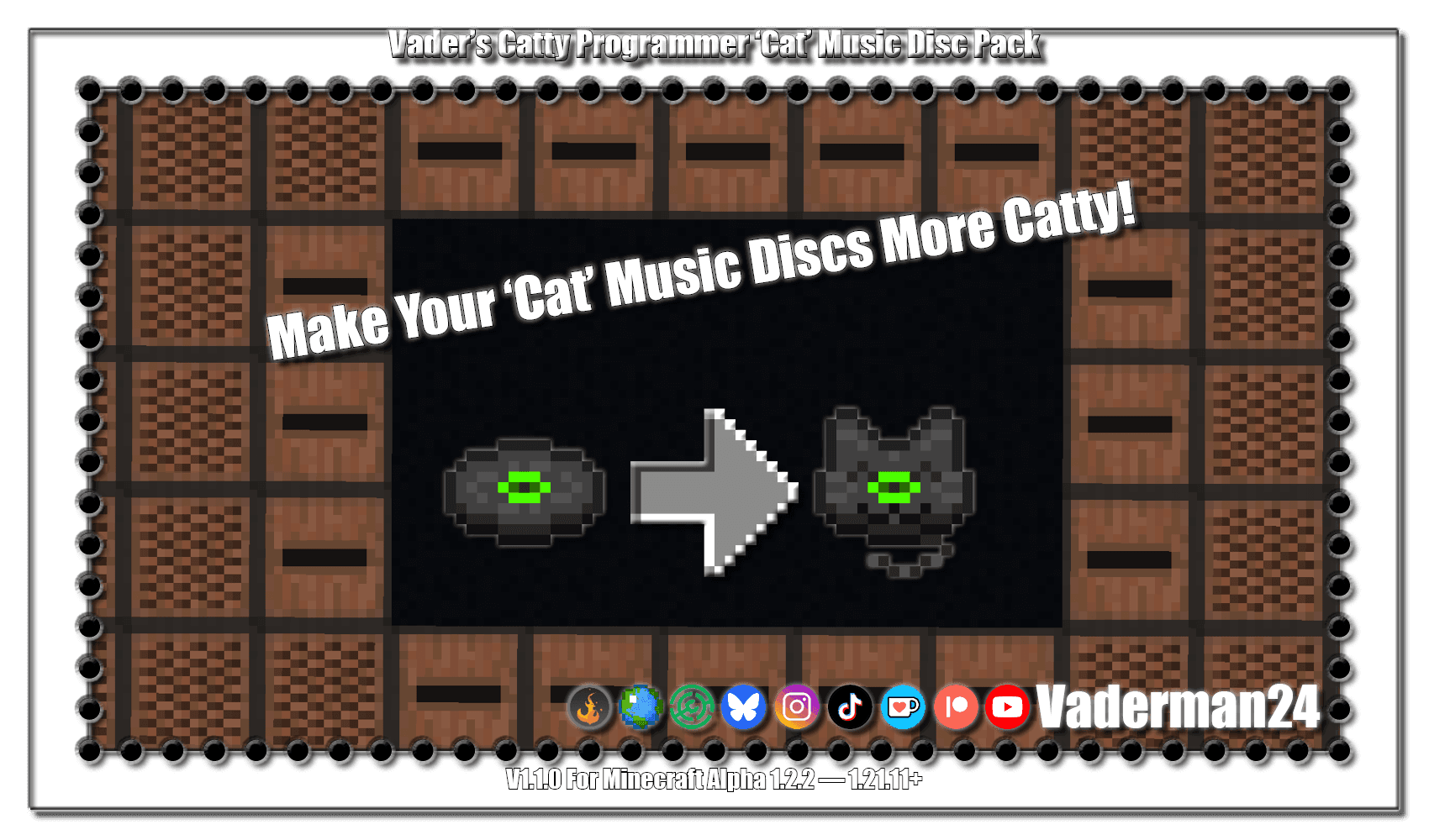 Vader's Catty Programmer Art 'Cat' Music Disc Pack — Vanilla Programmer Art Cat Music Disc Replacement screenshot