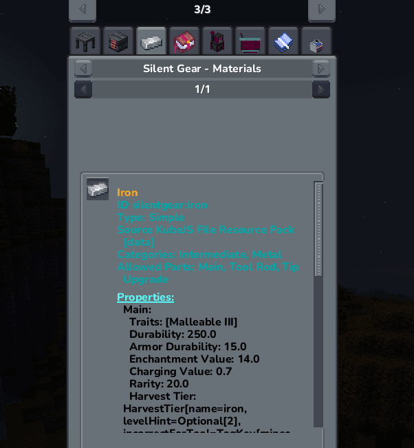 Silent Gear JEI screenshot