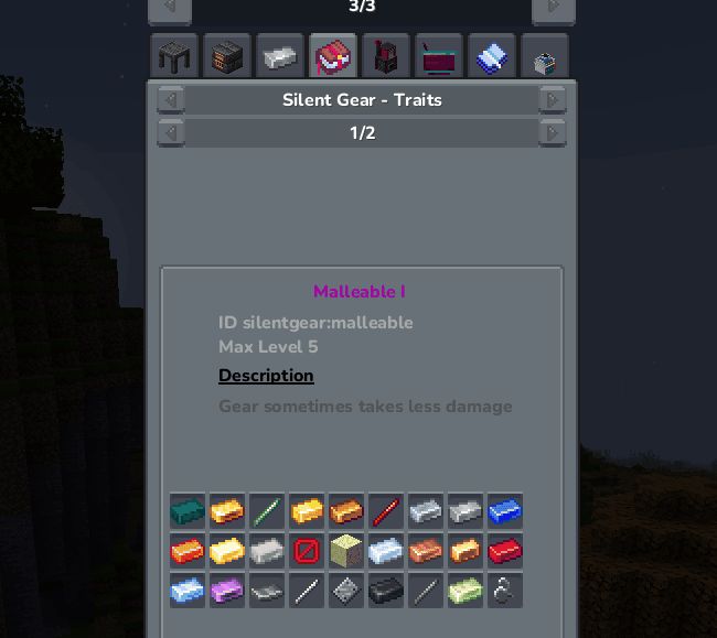 Silent Gear JEI screenshot
