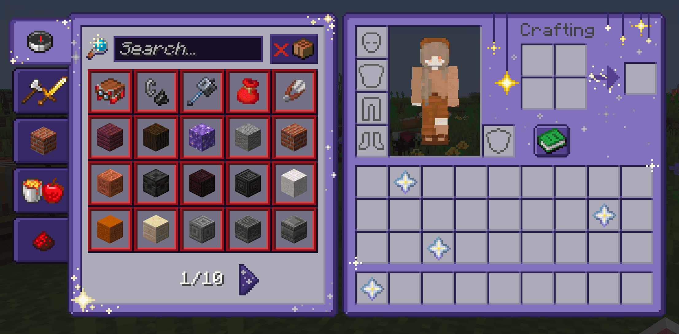 Starry GUI and Hotbar screenshot