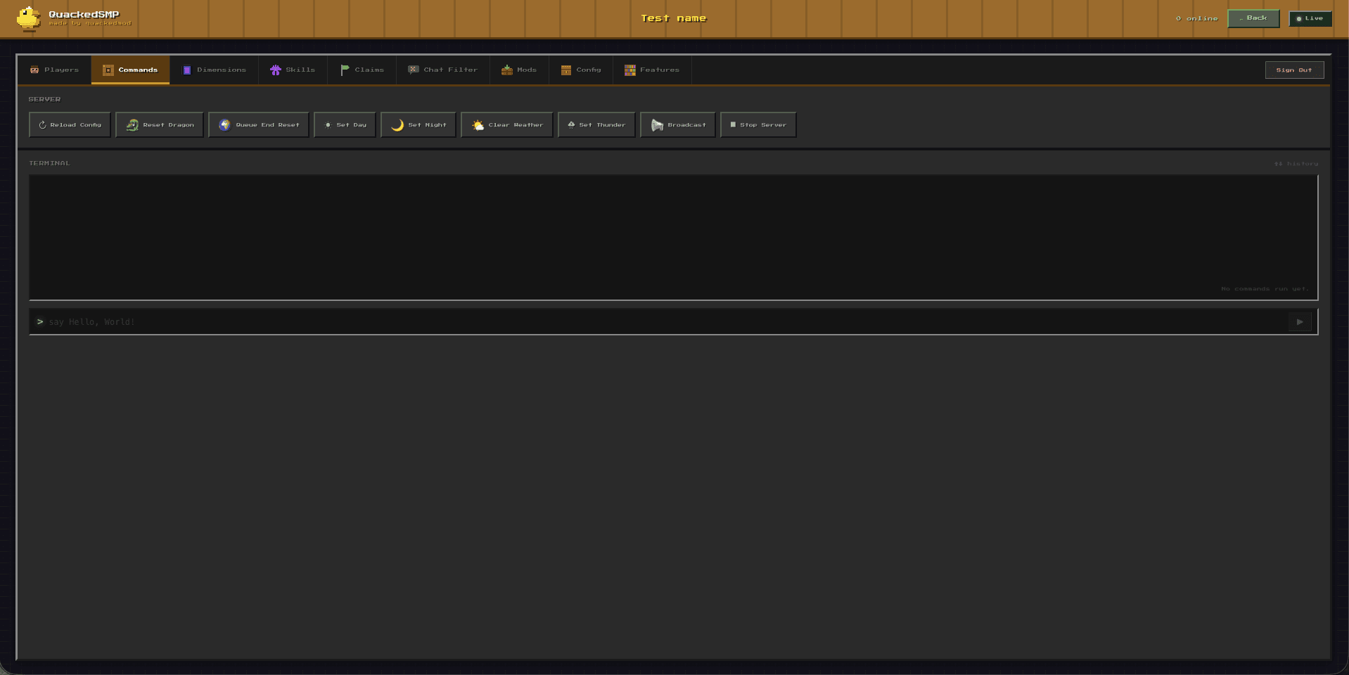 Quacked SMP - Server Management Panel screenshot