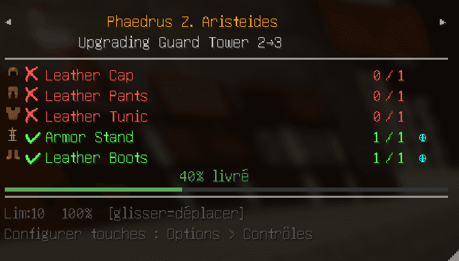 Builder's Materials HUD screenshot