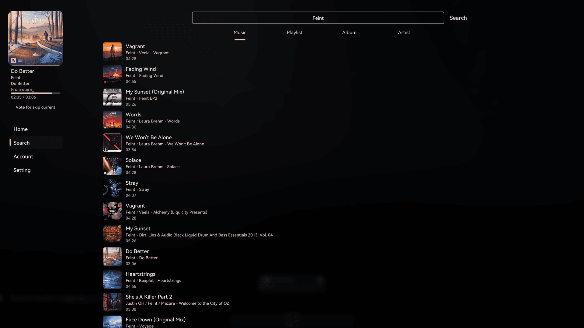 Music HUD screenshot