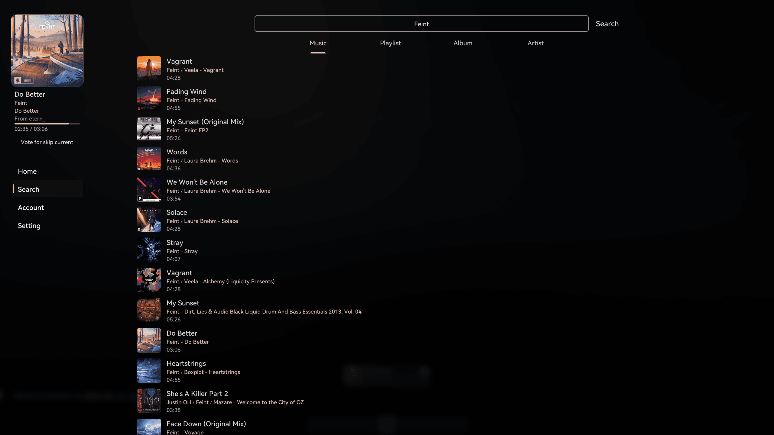 Music HUD screenshot