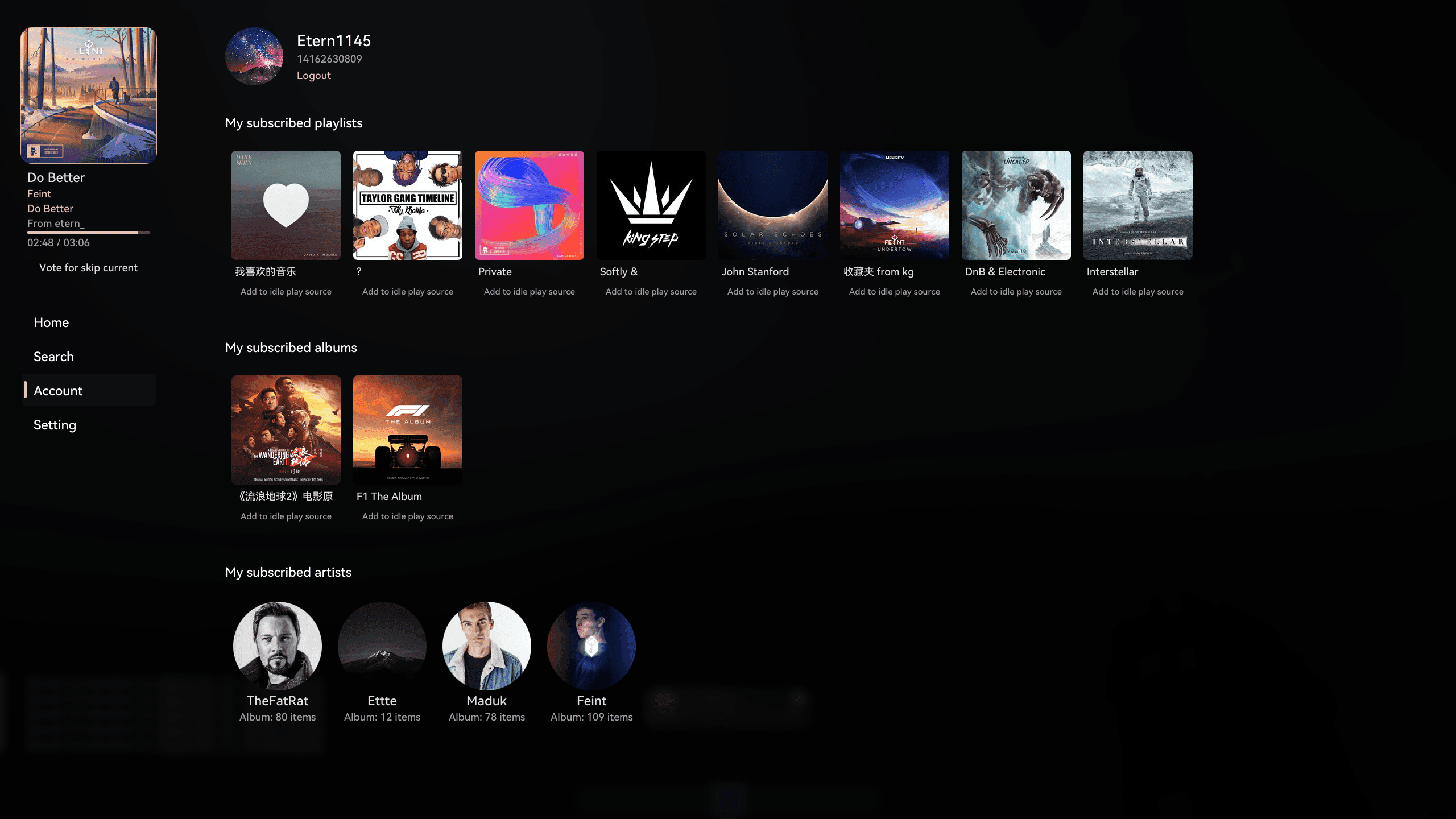 Music HUD screenshot