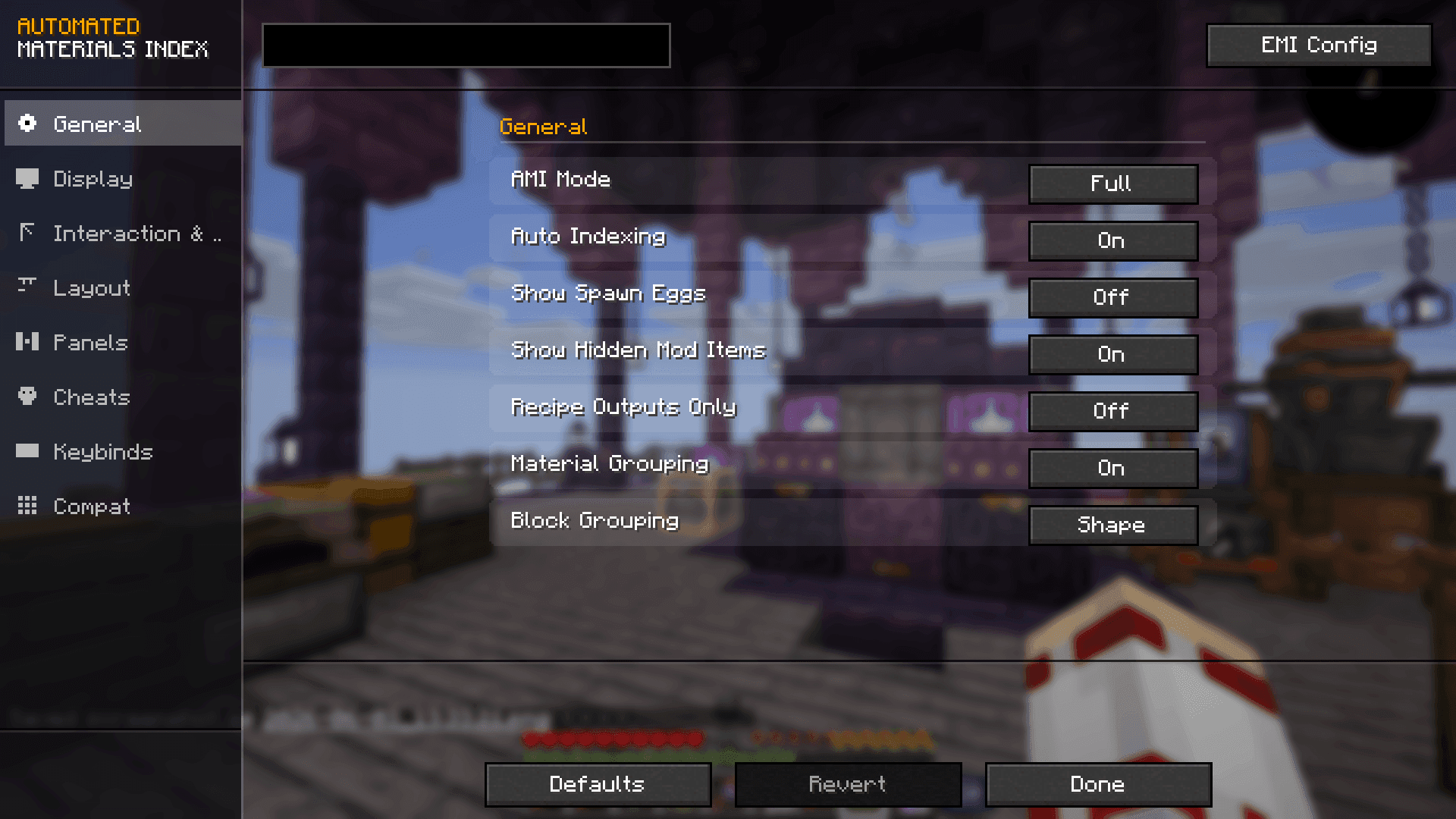 Automated Materials Index (AMI) screenshot