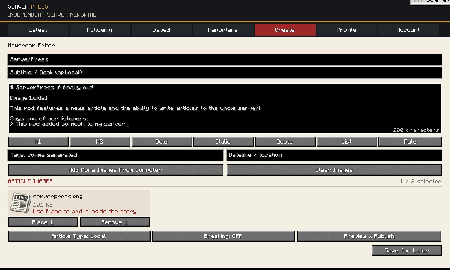 ServerPress screenshot
