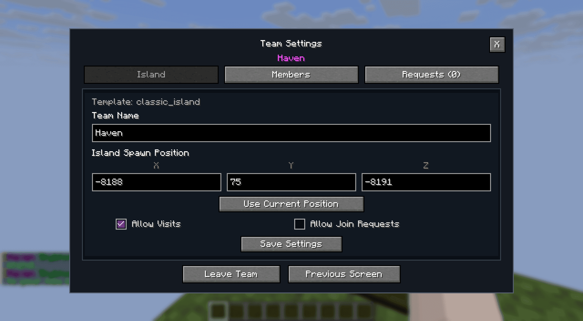 Haven Skyblock Builder screenshot