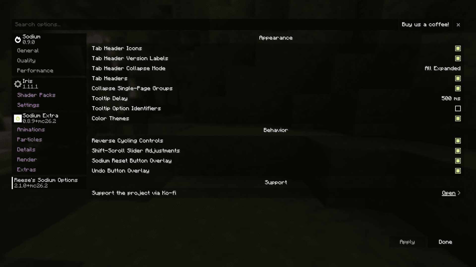 Reese's Sodium Options screenshot