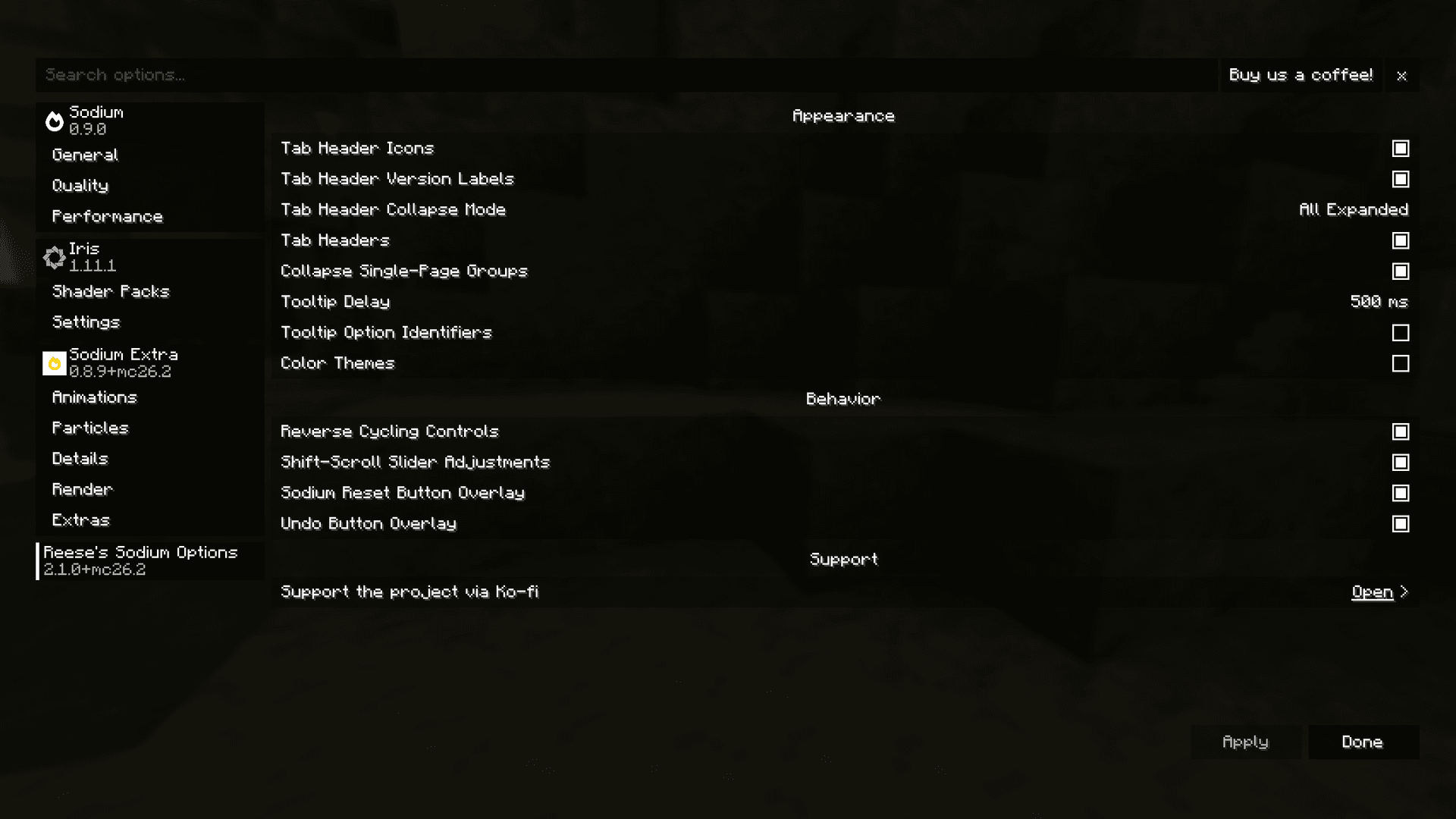 Reese's Sodium Options screenshot