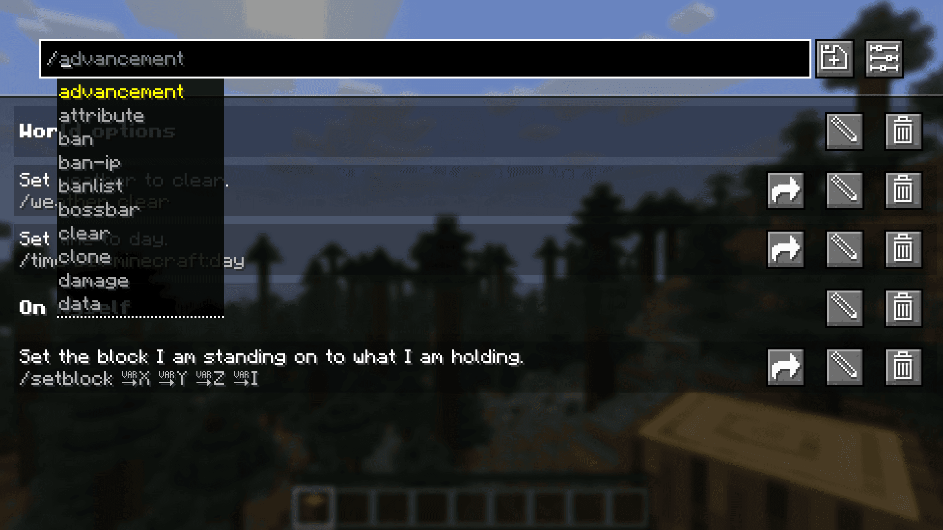 Saved Commands screenshot