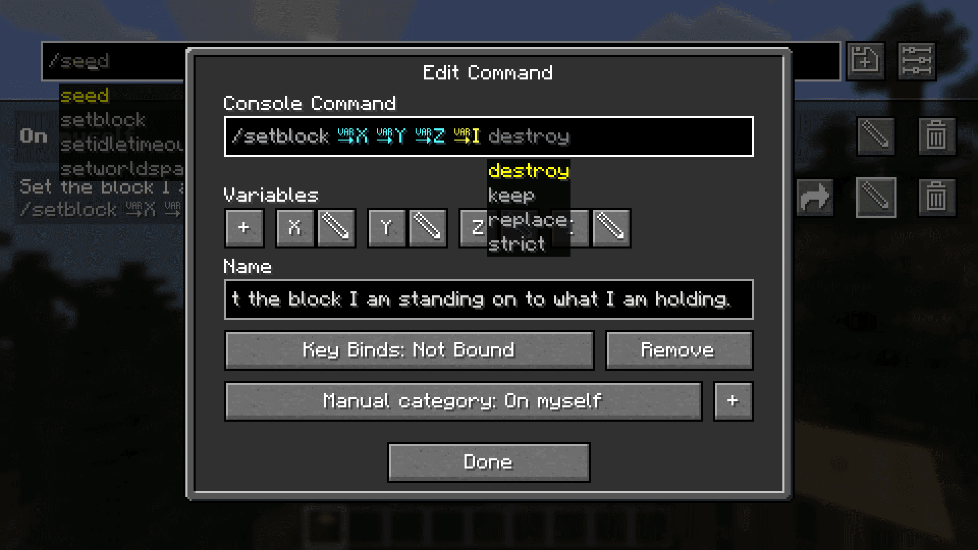Saved Commands screenshot