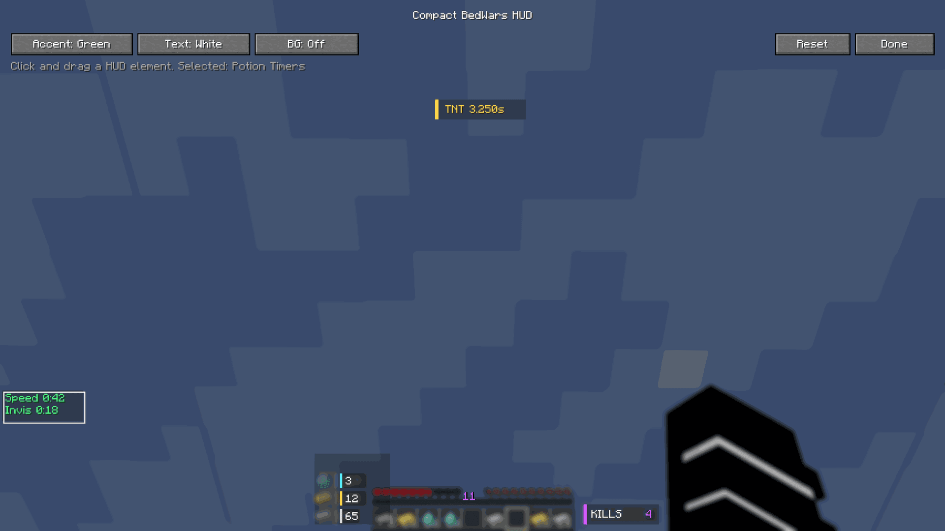 Compact BedWars HUD screenshot