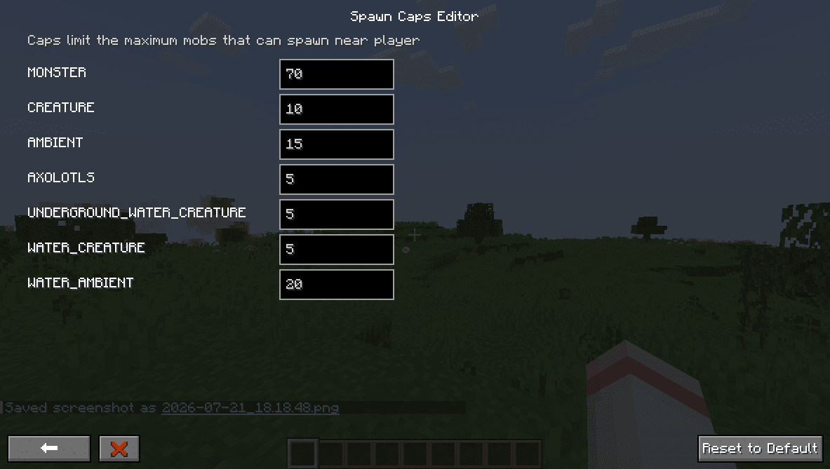 Easy Mob Spawn Control - spawn rate, mob cap, disable bad mobs screenshot
