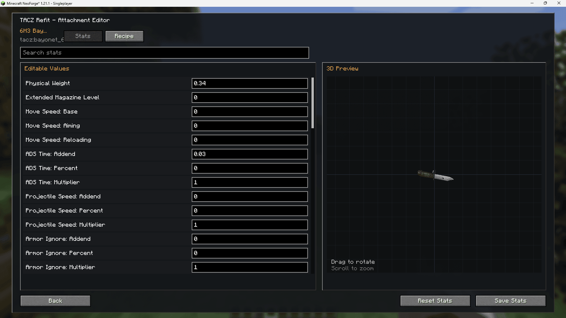 [TaCZ] Refit | Recipe and Stats Editor screenshot