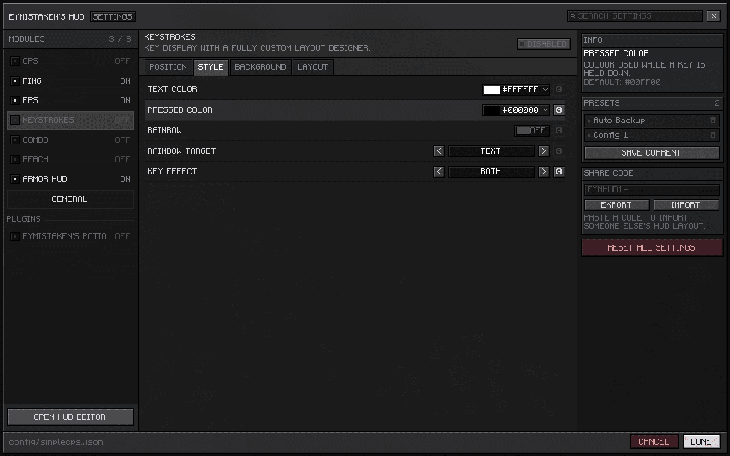 Eymistaken's HUD screenshot