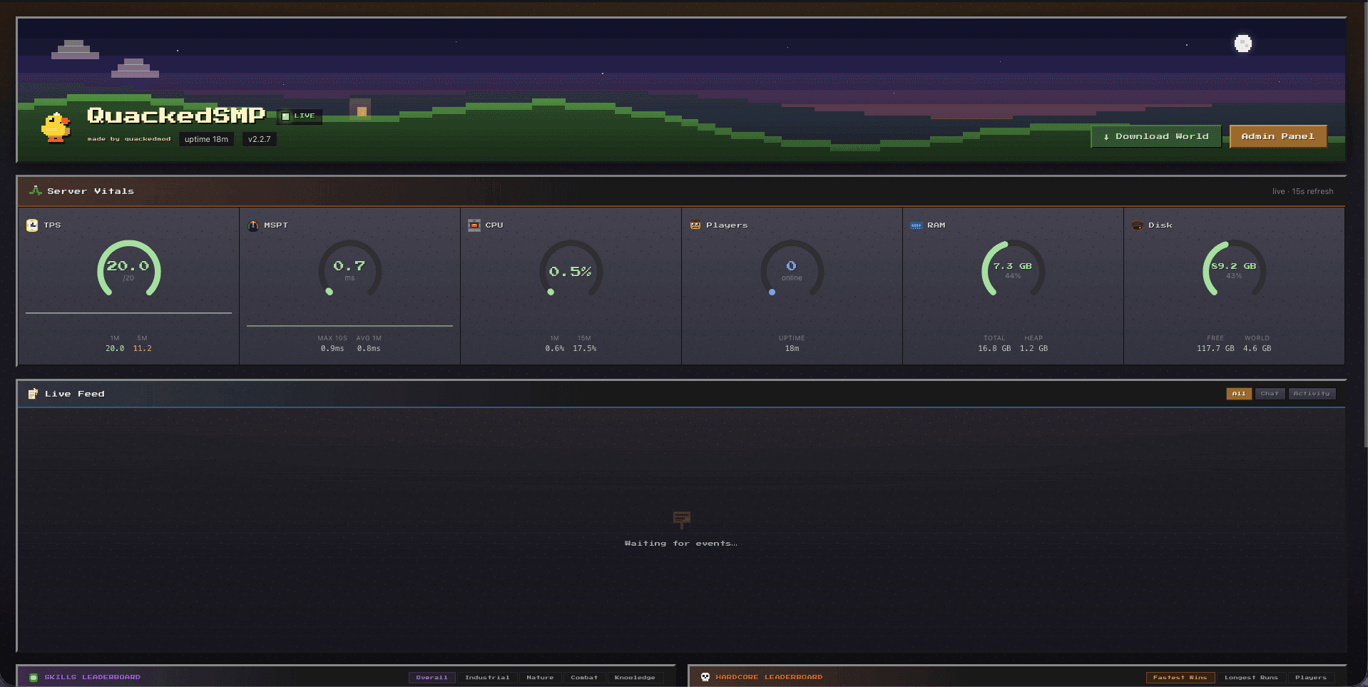 Quacked SMP - Server Management Panel screenshot