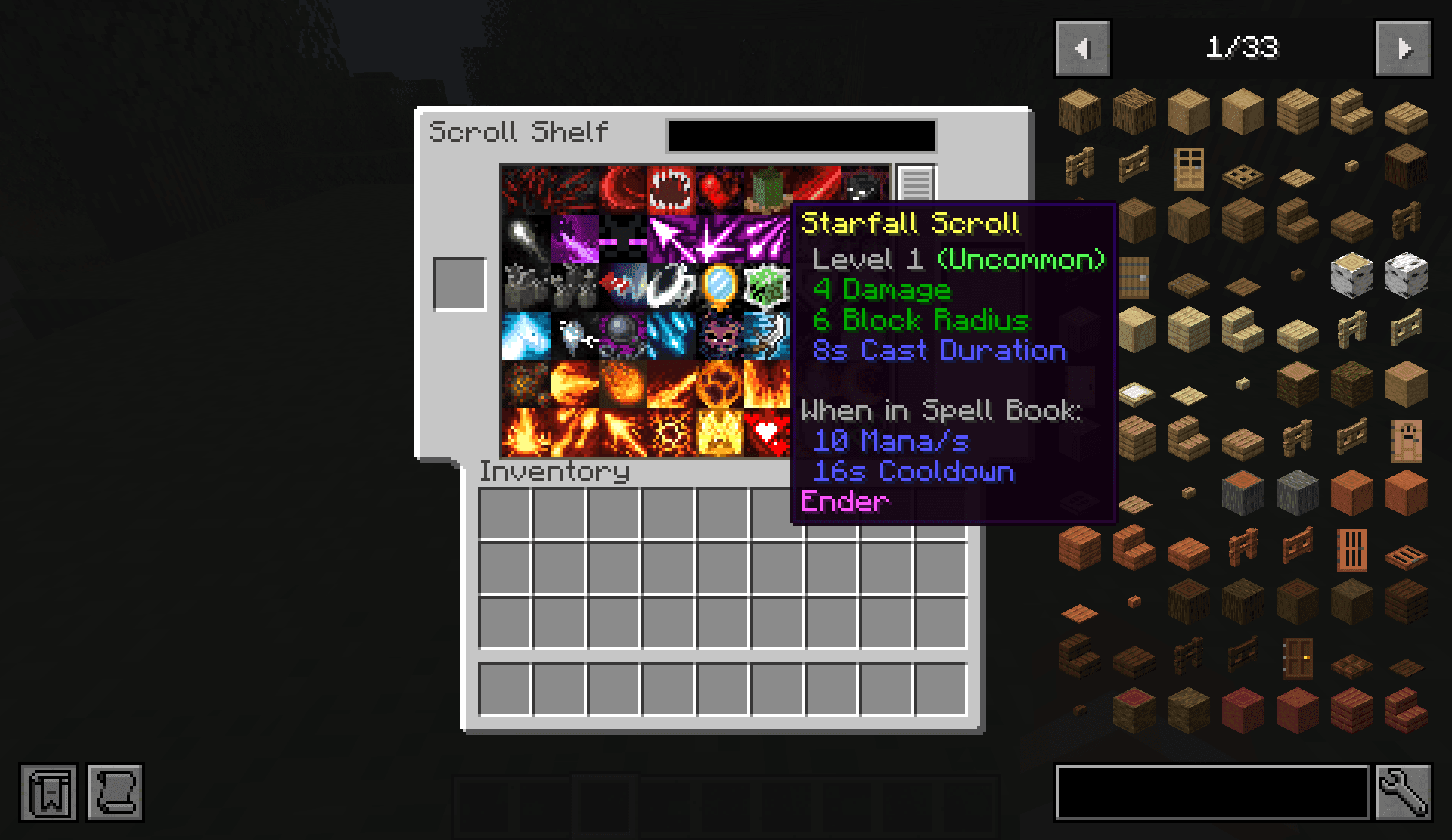 ScrollShelf - Iron's Spells 'n Spellbooks Addon screenshot