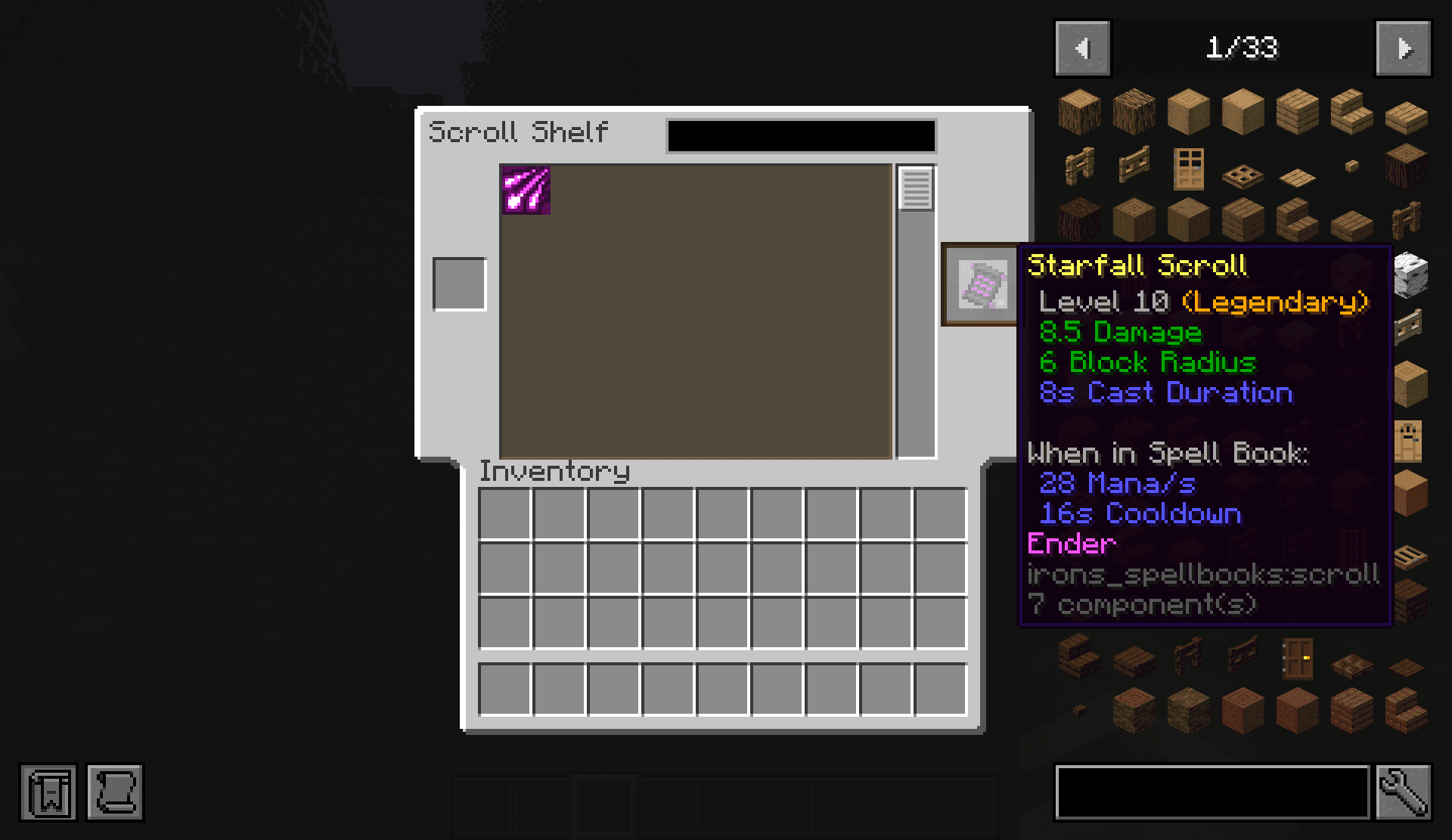 ScrollShelf - Iron's Spells 'n Spellbooks Addon screenshot