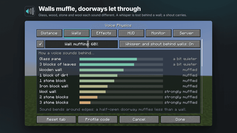 Simple Voice Chat: Voice Physics: Minecraft mod for 26.3