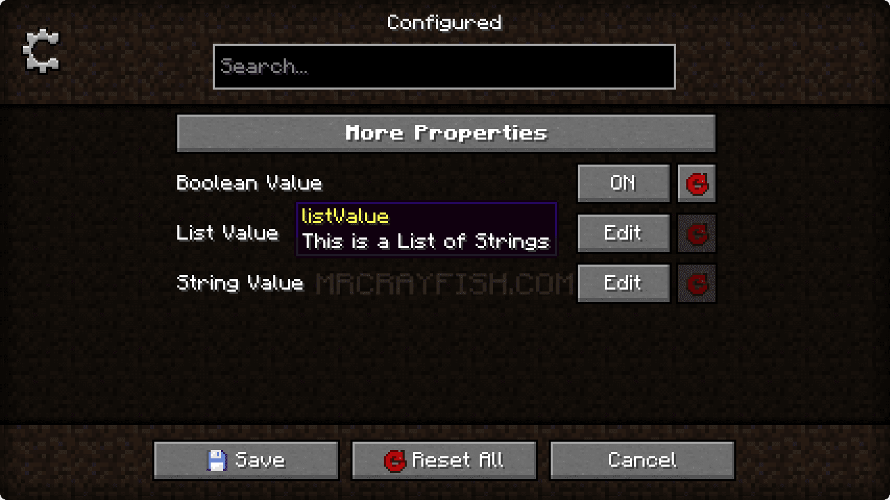 Configured screenshot