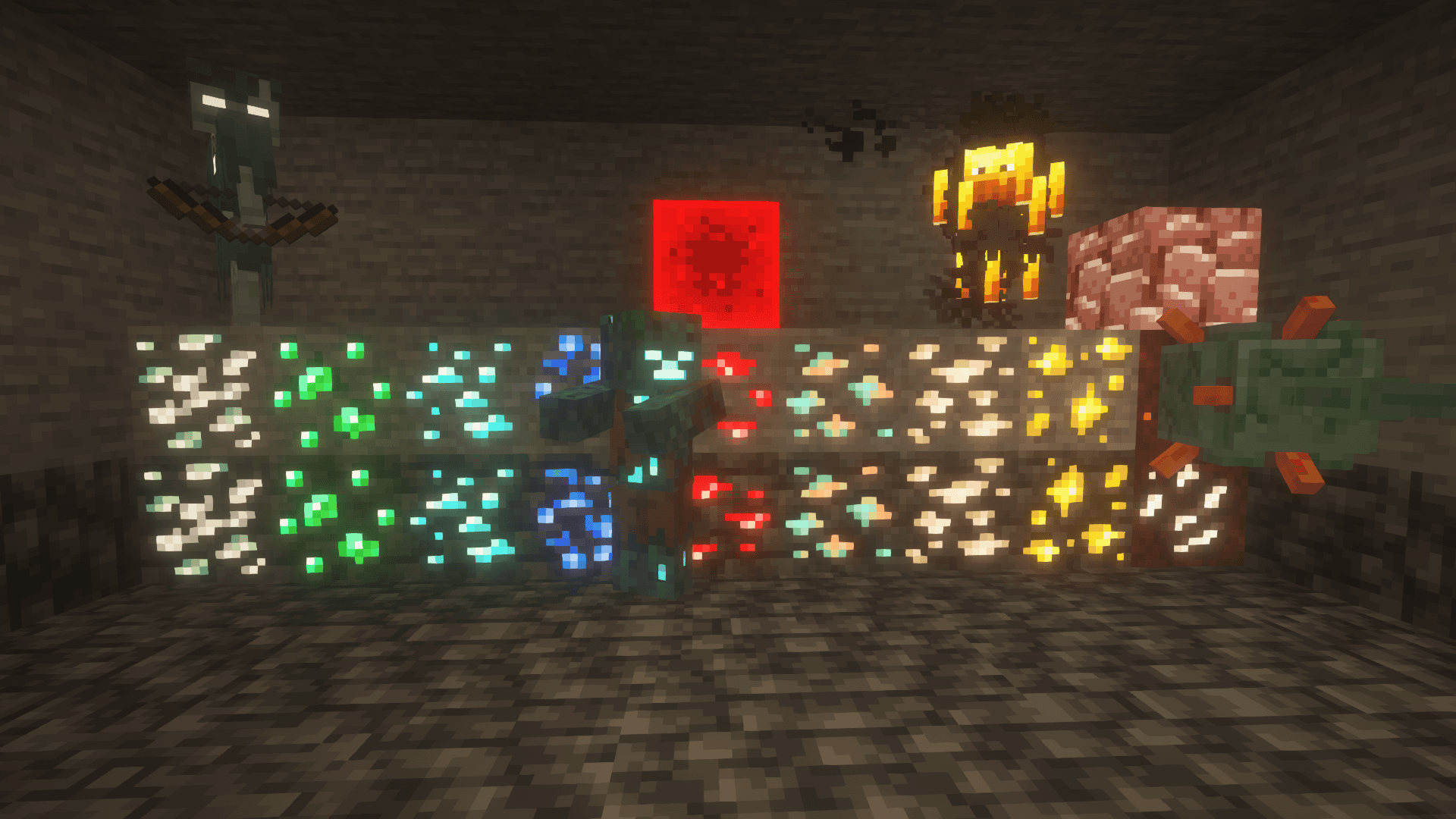 All Glowing + (ores, mobs and w/ more supports) screenshot