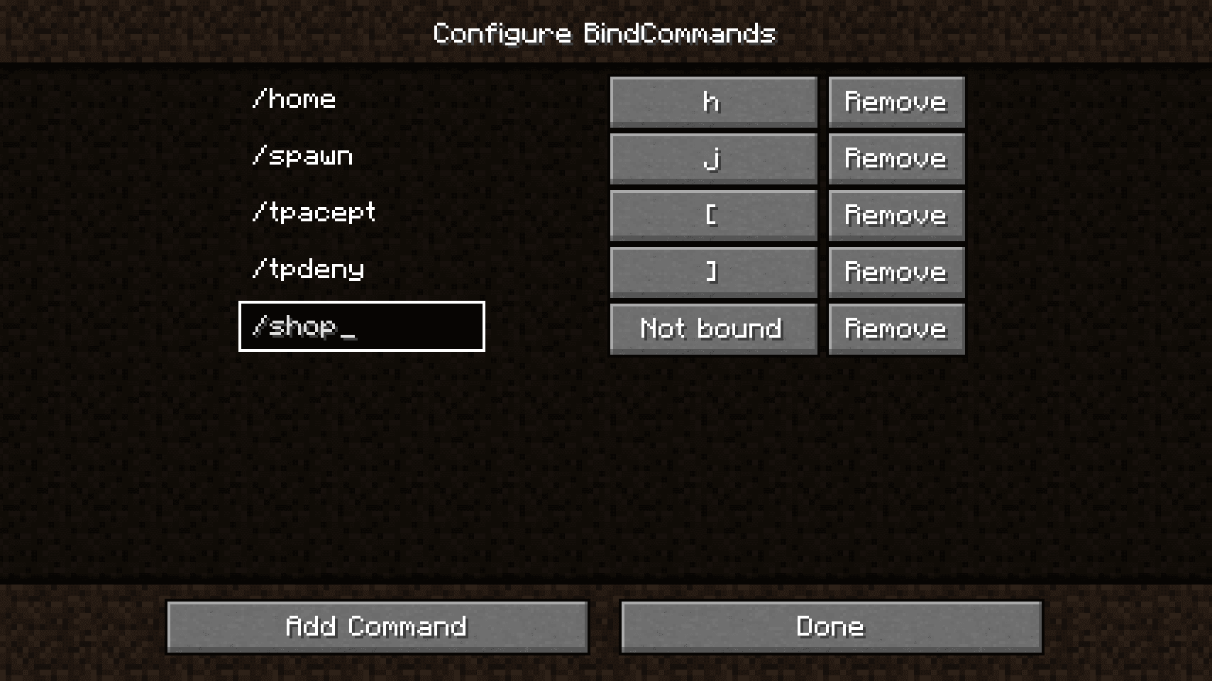 BindCommands screenshot