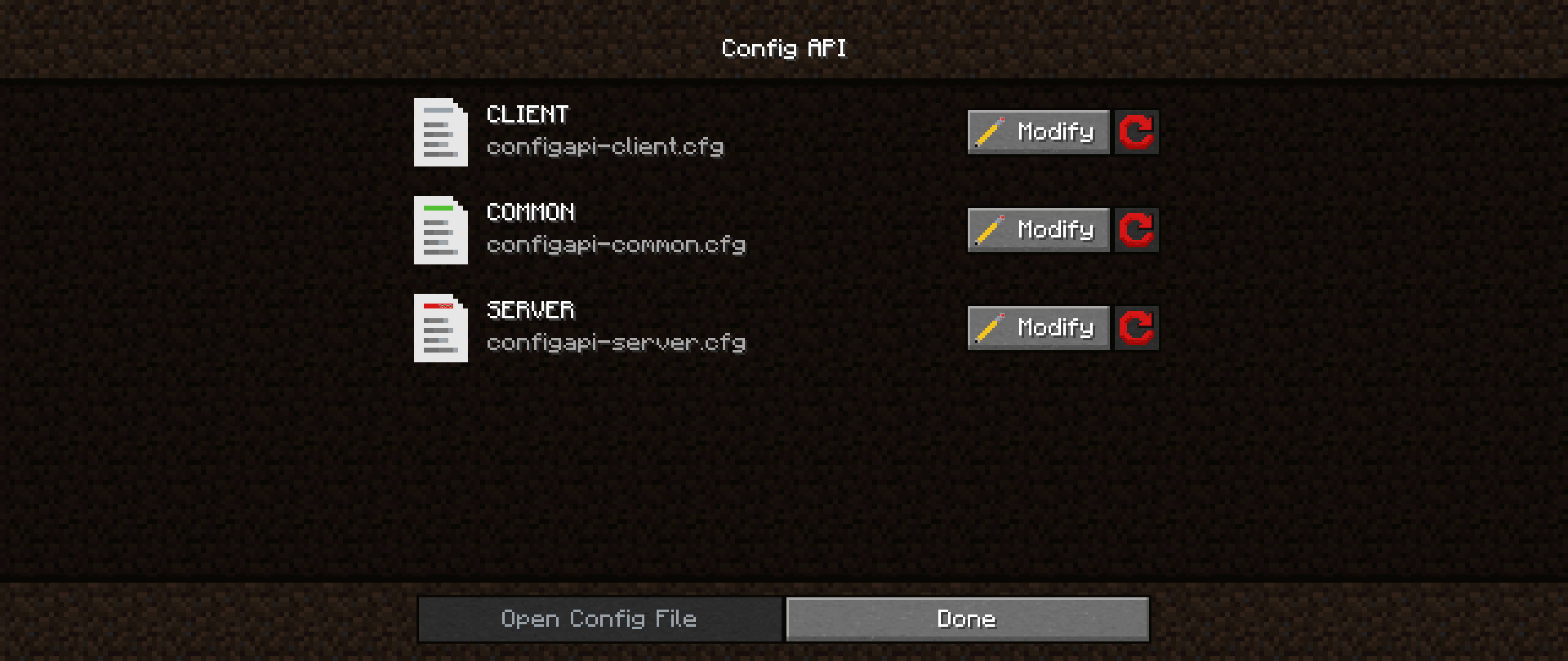 Config API screenshot