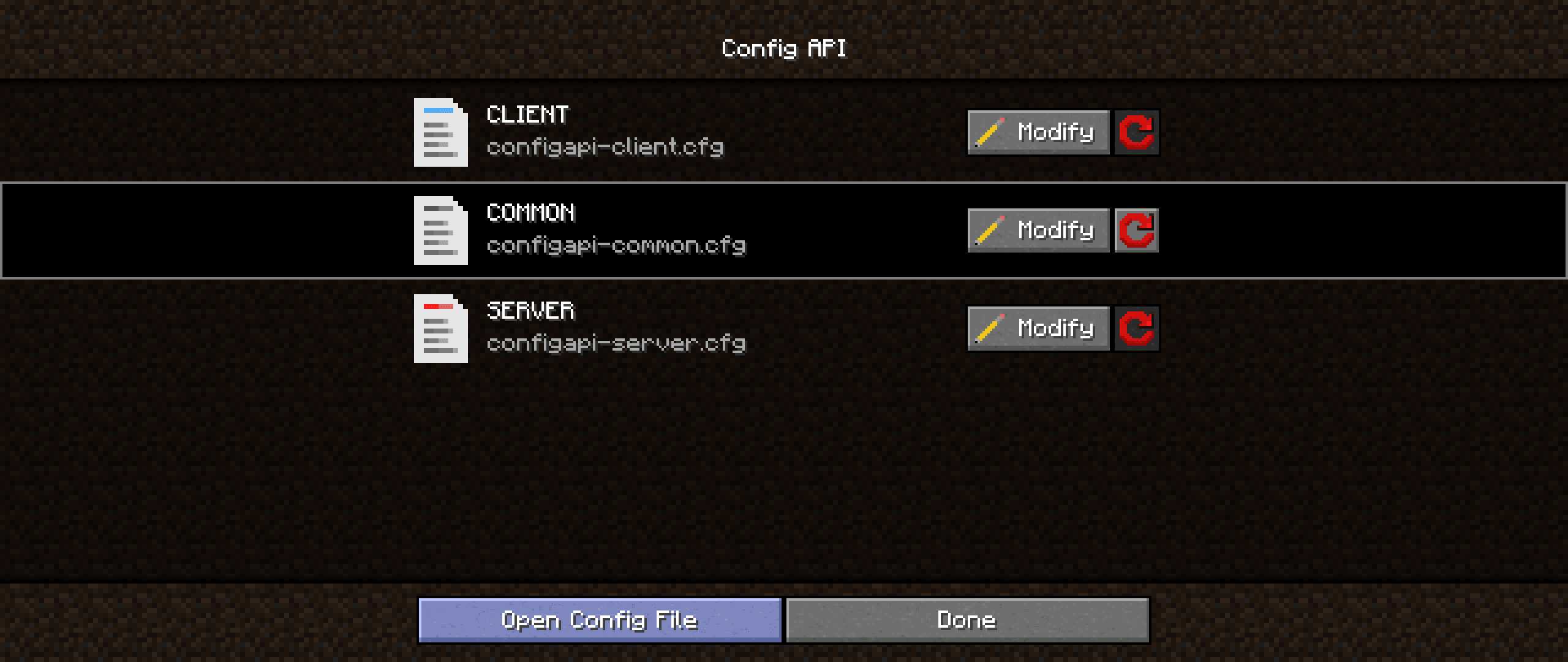Config API screenshot