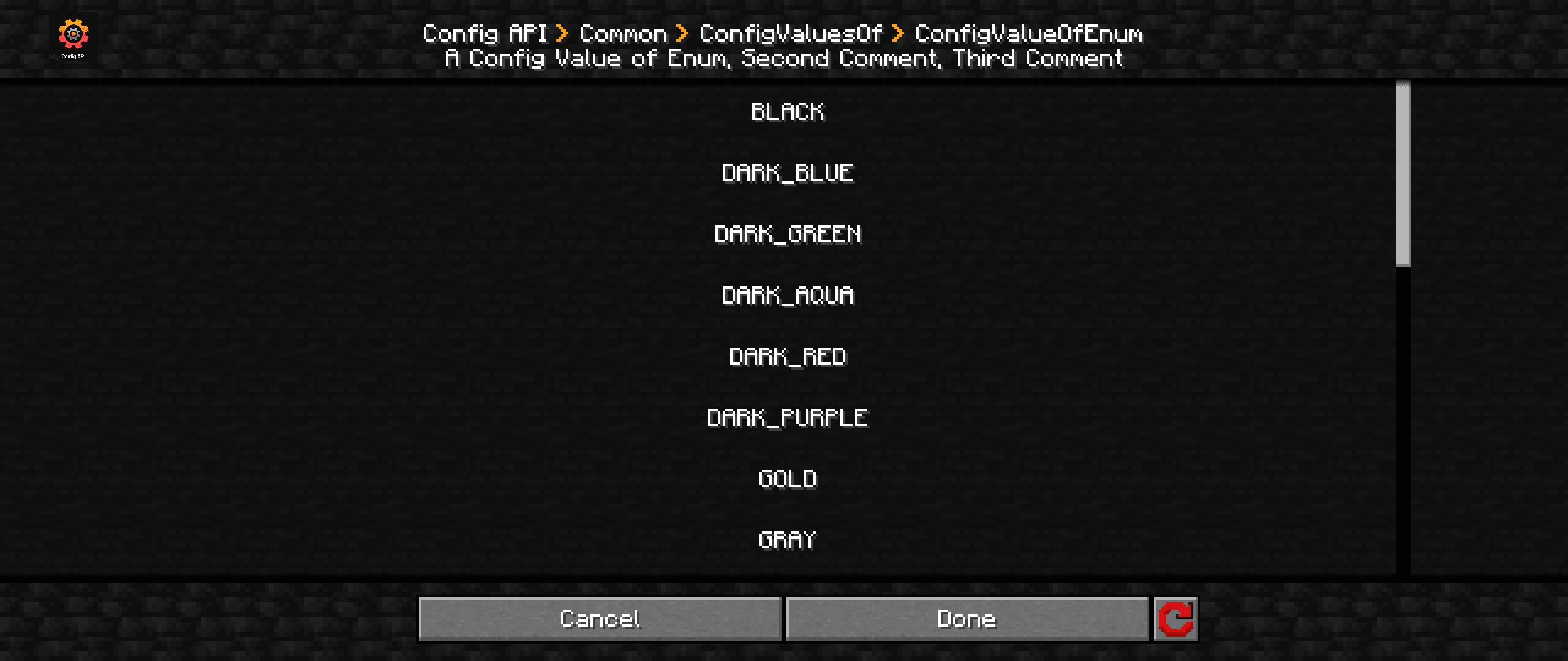 Config API screenshot