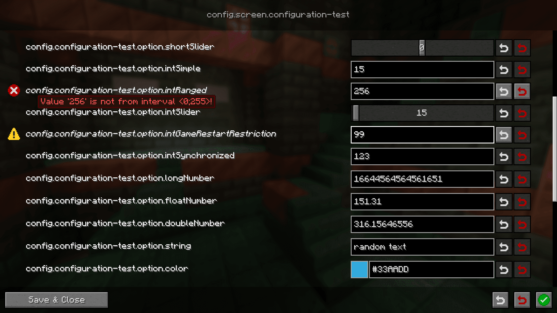 Configuration screenshot