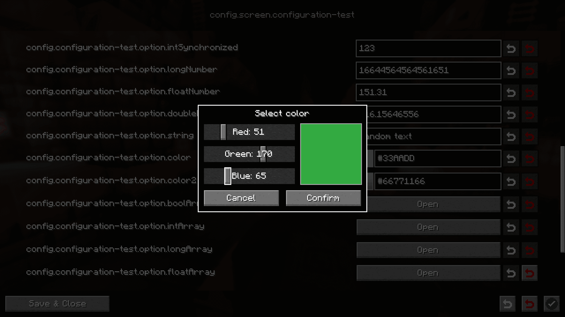 Configuration screenshot